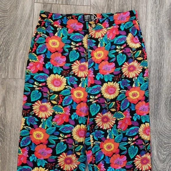Poppy Lux High Waisted Pants Straight Leg Floral Print Bottoms NWOT Womens 4 - Picture 3 of 12